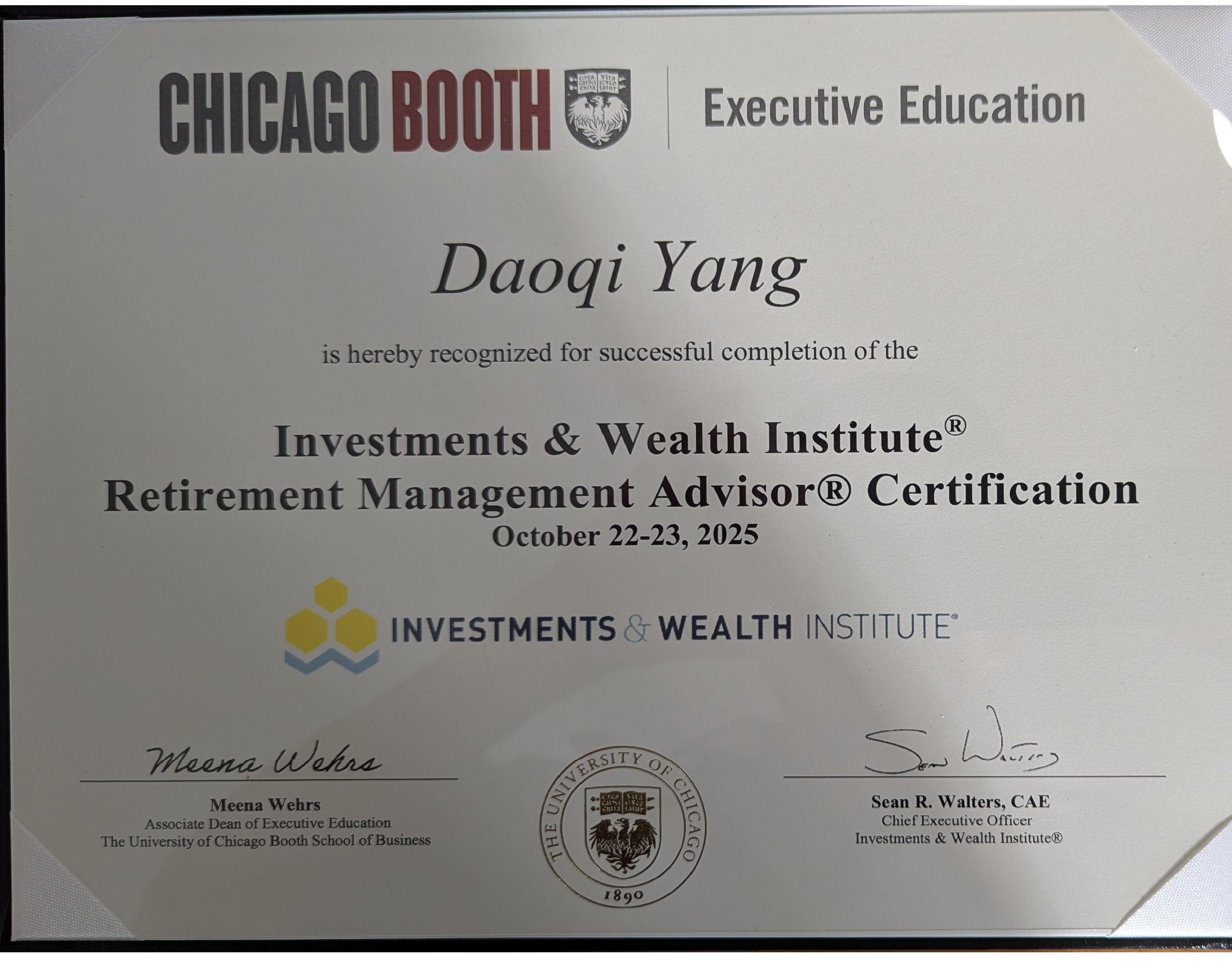 Daoqi Yang RMA Certification